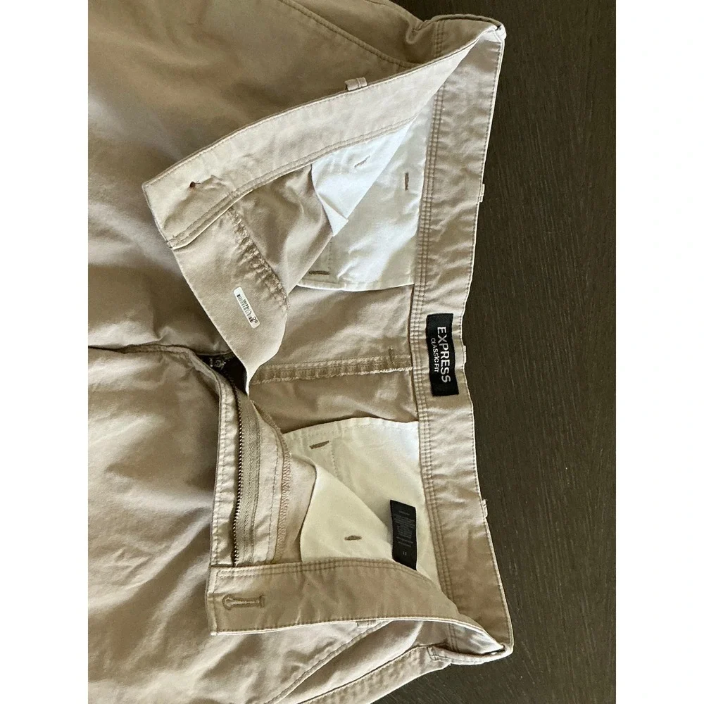 Express Mens Classic Fit Chino Shorts Tan‎ Khaki Cotton Size 31 Summer Casual